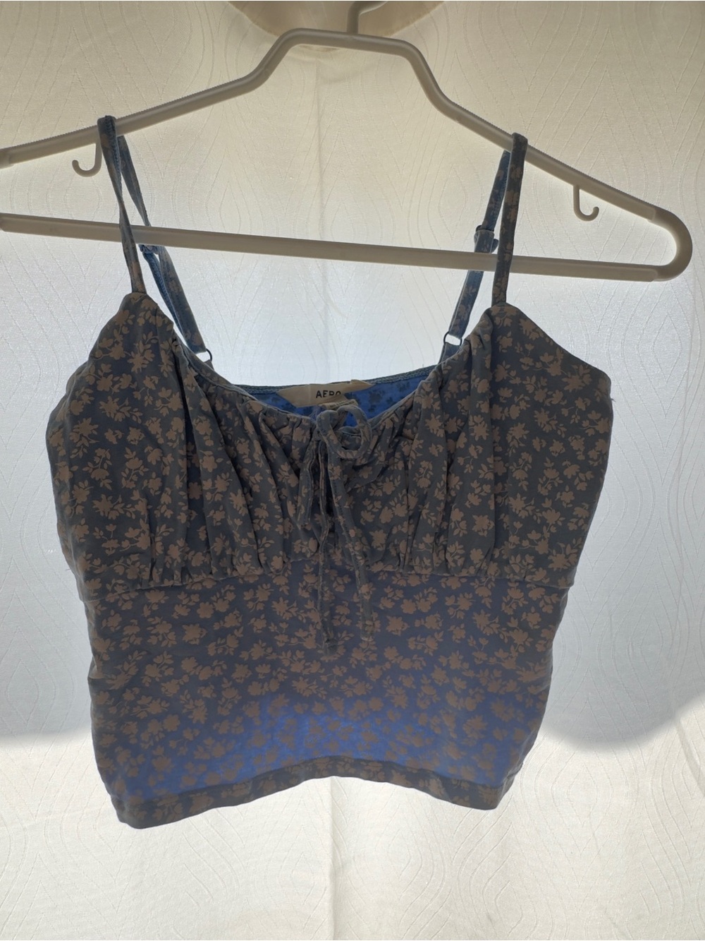 Aeropostale Blue Floral Tie-Front Spaghetti Strap Cami